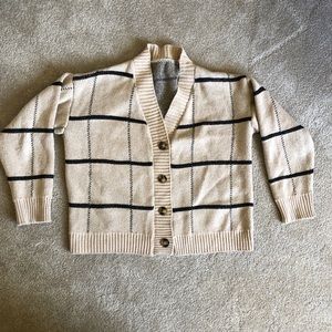 Tan and black plaid cardigan